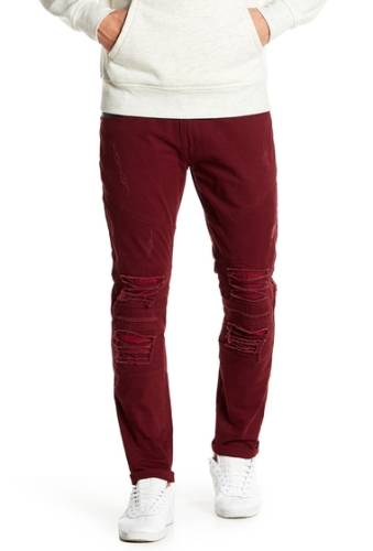 Imbracaminte barbati xray distressed faux leather jeans - 30-32 inseam burgundy