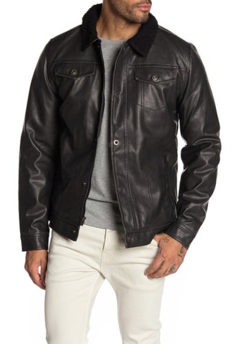 Imbracaminte barbati xray faux leather faux shearling jacket black