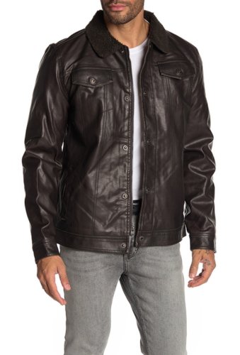 Imbracaminte barbati xray faux leather faux shearling jacket brown