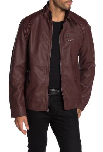 Imbracaminte barbati xray faux leather jacket burgundy