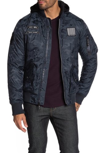 Imbracaminte barbati xray hooded nylon jacket navy camo