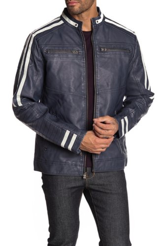 Imbracaminte barbati xray topstitched faux leather jacket navy