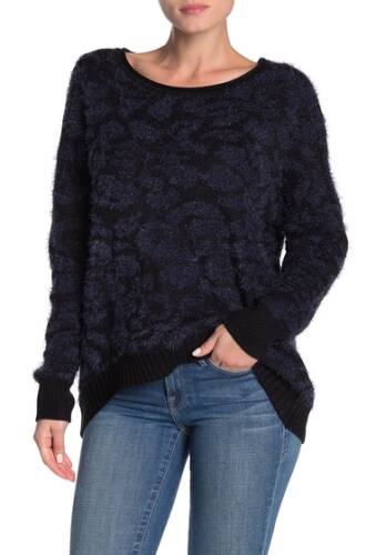 Imbracaminte femei 14th union fuzzy jacqaurd knit sweater regular petite black navy combo