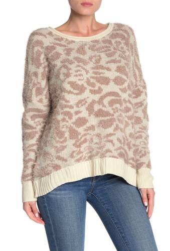 Imbracaminte femei 14th union fuzzy jacqaurd knit sweater regular petite ivory pristine combo