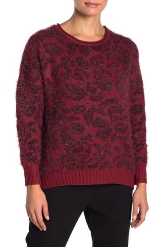 Imbracaminte femei 14th union fuzzy jacqaurd knit sweater regular petite red burgundy combo