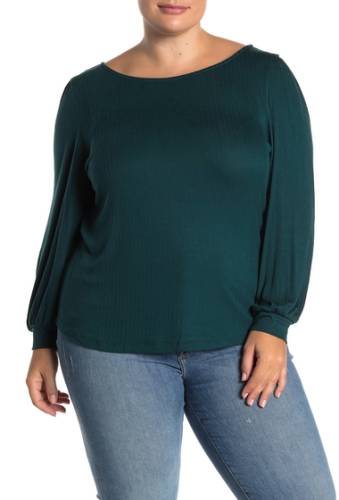 Imbracaminte femei 14th union long puff sleeve boatneck blouse plus size green ponderosa