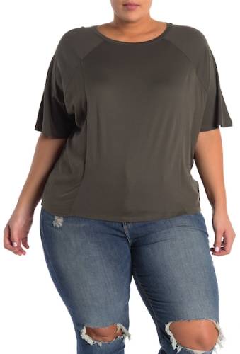 Imbracaminte femei 14th union mixed stitch raglan sleeve t-shirt plus size grey beluga