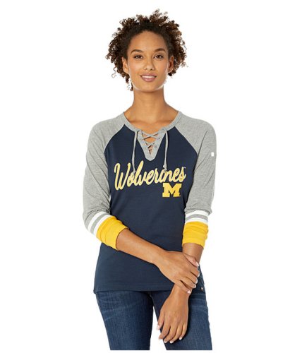 Imbracaminte femei 47 college michigan wolverines fast break lace-up long sleeve tee fall navy