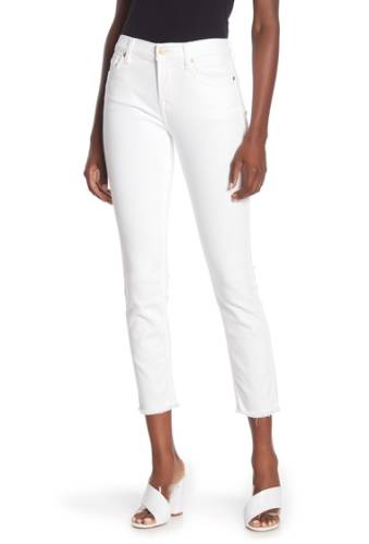 Imbracaminte femei 7 for all mankind roxanne frayed hem ankle jeans white twill