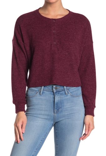 Imbracaminte femei abound cropped thermal henley burgundy stem
