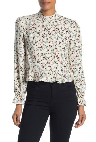 Imbracaminte femei abound mock neck floral print ruffle top ivory floral print