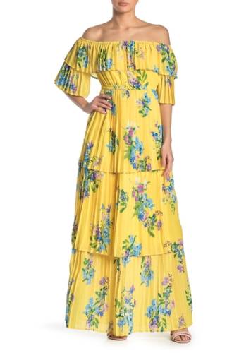 Imbracaminte femei acalin off-the-shoulder pleated maxi dress yellow