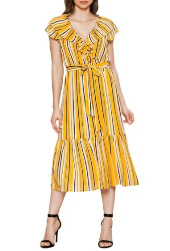 Imbracaminte femei acalin striped midi dress mustard multi