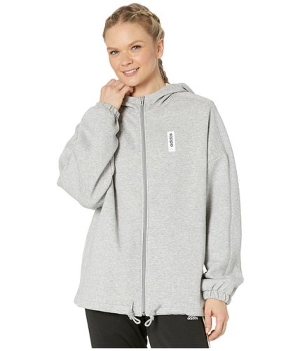 Imbracaminte femei adidas brilliant basics hooded track jacket medium grey heatherblack