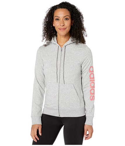 Imbracaminte femei adidas essentials linear full zip hoodie medium grey heatherbliss pink