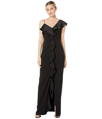 Imbracaminte femei adrianna papell flounce knit crepe evening gown black