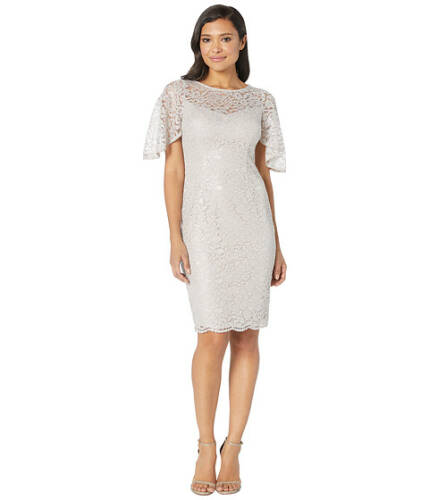 Imbracaminte femei adrianna papell lace cocktail dress with flounce sleeve icy lilac