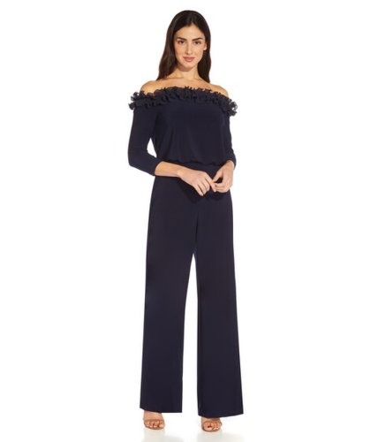 Imbracaminte femei adrianna papell off-the-shoulder ruffle jumpsuit navy
