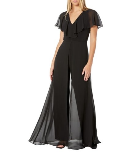 Imbracaminte femei adrianna papell stretch jersey jumpsuit with chiffon overlay black