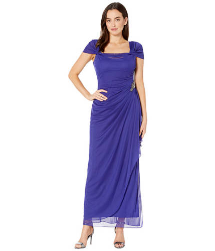 Imbracaminte femei alex evenings long cold shoulder dress with cowl neckline bright purple