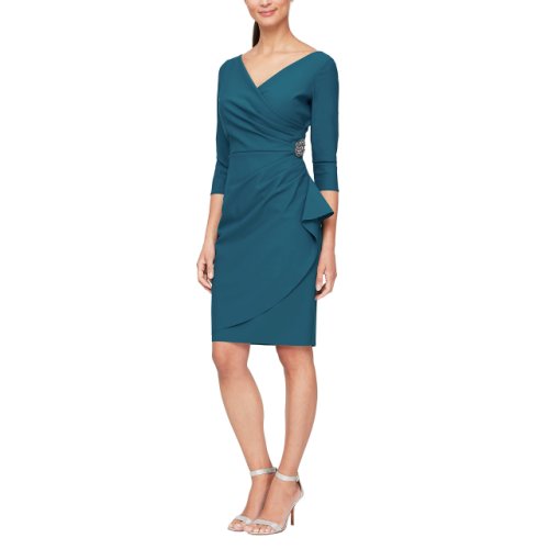 Imbracaminte femei alex evenings short compression dress with 34 sleeves deep teal