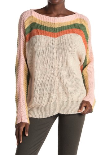 Imbracaminte femei all in favor striped boatneck dolman sweater cream mult