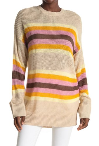 Imbracaminte femei all in favor striped dolman sleeve tunic sweater cream mult