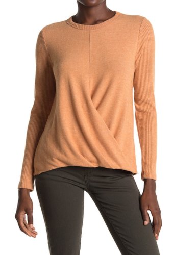 Imbracaminte femei all in favor wrap front ribbed long sleeve top camel