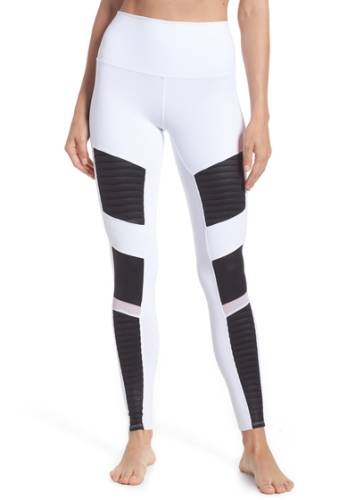 Imbracaminte femei alo high waist moto leggings whiteblack glossy