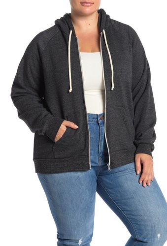 Imbracaminte femei alternative apparel adrian zip front hoodie plus size eco black