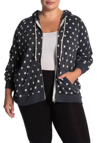 Imbracaminte femei alternative apparel camo print front zip hoodie plus size white polk