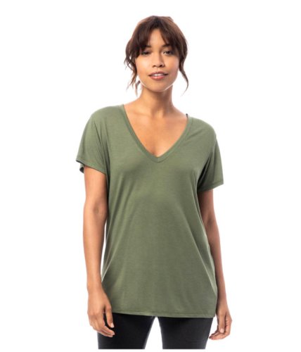 Imbracaminte femei alternative apparel melange burnout jersey slinky v-neck army green