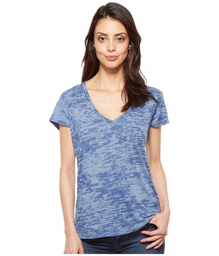 Imbracaminte femei alternative apparel melange burnout jersey slinky v-neck lake blue overdye