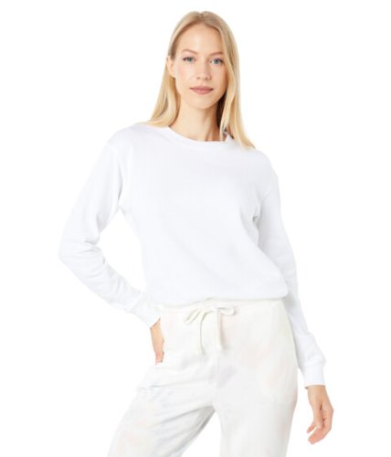 Imbracaminte femei alternative apparel throwback washed terry crew neck sweatshirt white