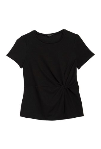 Imbracaminte femei amanda chelsea short sleeve knot front knit shirt black