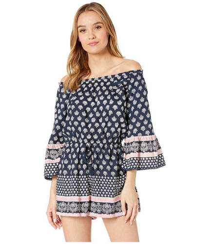 Imbracaminte femei angie off the shoulder printed romper navy