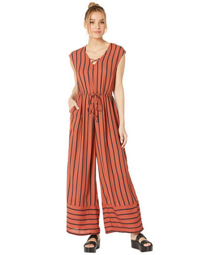 Imbracaminte femei angie sleeveless striped jumpsuit coral