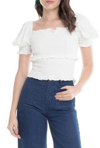 Imbracaminte femei astr the label glenna smocked puff sleeve top white