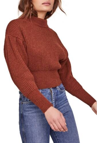 Imbracaminte femei astr the label regis ribbed funnel neck ribbed knit sweater nutmeg