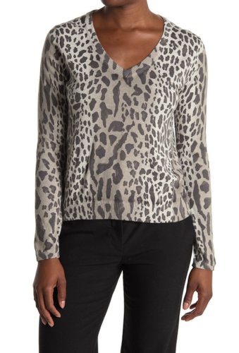 Imbracaminte femei atm anthony thomas melillo leopard print v-neck sweater silverpav