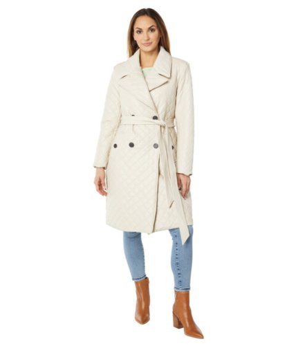 Imbracaminte femei avec les filles faux leather structured quilted trench bone