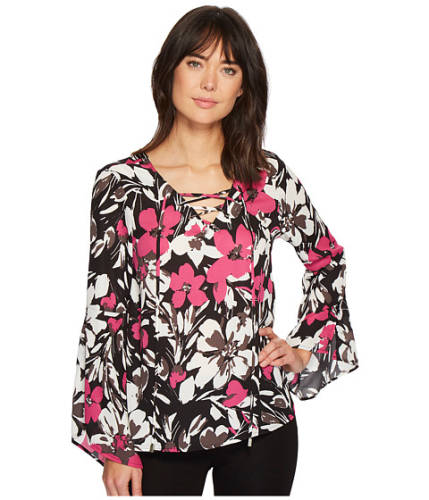 Imbracaminte femei b collection by bobeau dawn flare sleeve blouse floral magenta