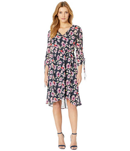 Imbracaminte femei b collection by bobeau sadie ruched sleeve dress ink painted floral
