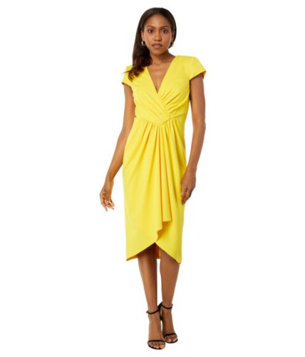 Imbracaminte femei badgley mischka front pleated drape dress yellow