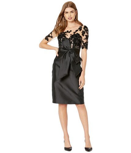 Imbracaminte femei badgley mischka mikado cocktail dress with embroidered tulle sleeve black