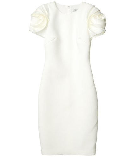 Imbracaminte femei badgley mischka scuba cocktail dress with floral shoulder detail light ivory