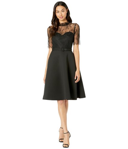 Imbracaminte femei badgley mischka sheer lace t-shirt fit and flare cocktail black