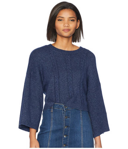 Imbracaminte femei bb dakota extra whip cable knit mock neck sweater dark blue