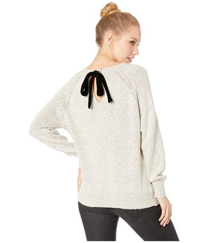 Imbracaminte femei bb dakota secret bow-mance cable knit sweater with contrast velvet tie ivory