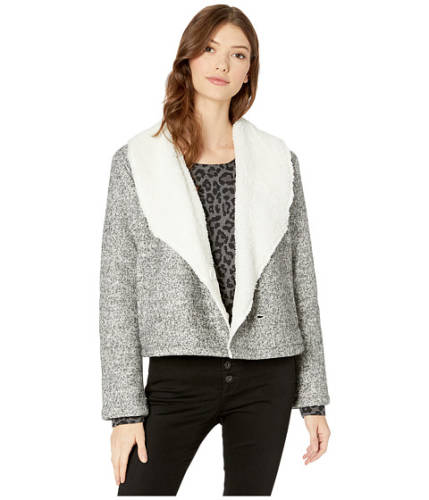 Imbracaminte femei bb dakota warm regards bonded knit and faux fur shearling hidden button front jacket light heather grey
